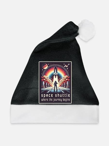 Space Shuttle - Die Reise beginnt - Weihnachtsmütze - Schwarz/Weiß - Vorne