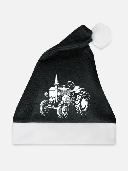 Nostalgischer Ackerheld - Weihnachtsmütze - Schwarz/Weiß - Vorne