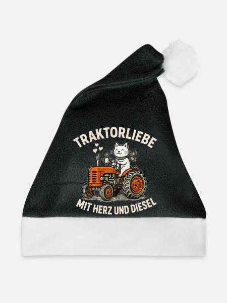 Traktorliebe mit Herz und Diesel - Weihnachtsmütze - Schwarz/Weiß - Vorne