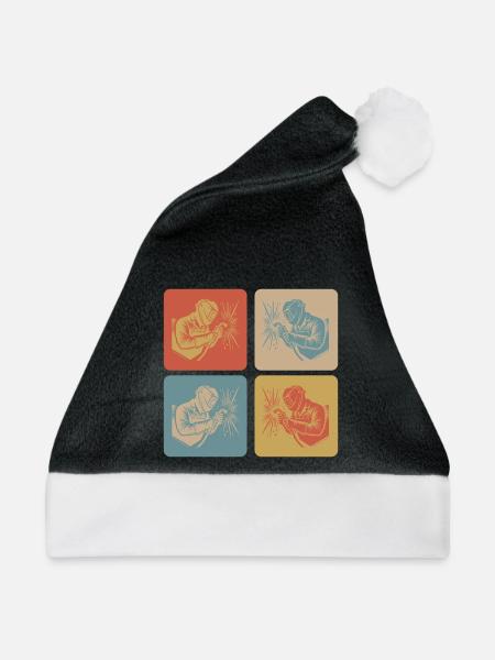 Schweißer im Retro-Style - Weihnachtsmütze - Schwarz/Weiß