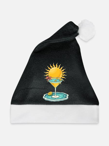 Summer Cocktail Vibes – Tropischer Drink mit Sonne - Weihnachtsmütze - Schwarz/Weiß - Vorne