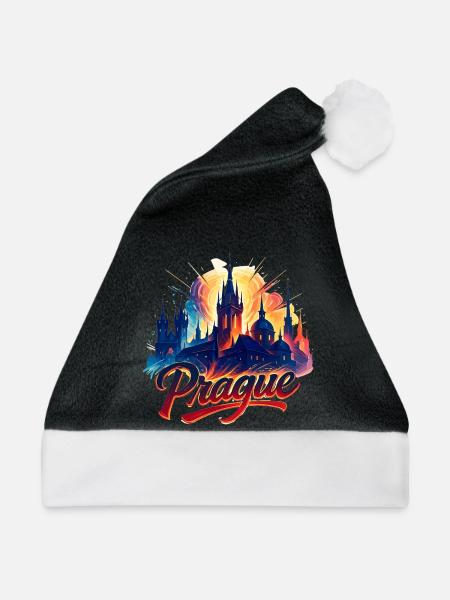 Prag Hauptstadt Tschechien Silhouette Geschenk - Weihnachtsmütze - Schwarz/Weiß - Vorne