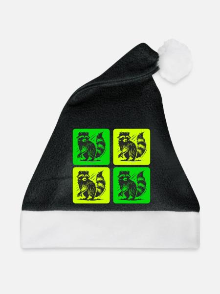 Stylischer Waschbär Retro Design - Weihnachtsmütze - Schwarz/Weiß