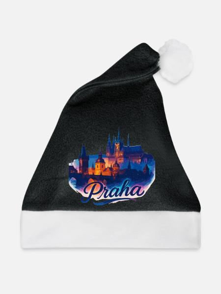 Prag Praha Stadt Tschechien Silhouette Geschenk - Weihnachtsmütze - Schwarz/Weiß - Vorne