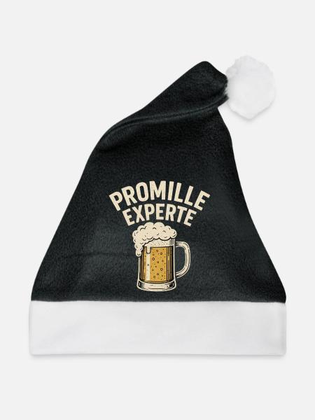 Promille Experte Bier Motiv - Weihnachtsmütze - Schwarz/Weiß - Vorne