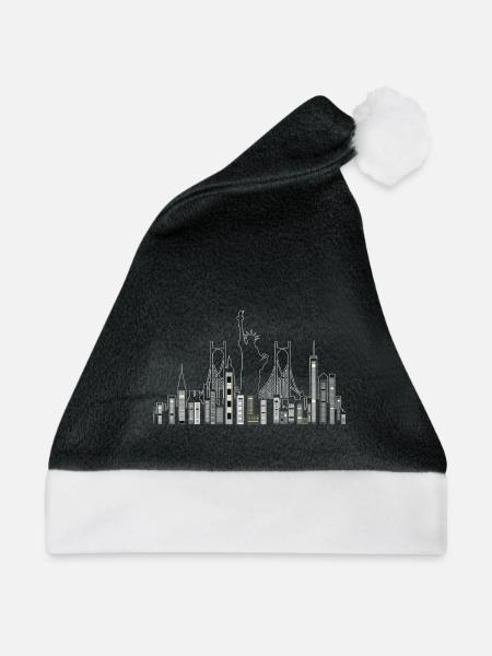 New Yorker Wolkenkratzer mit Freiheitsstatue - Weihnachtsmütze - Schwarz/Weiß - Vorne