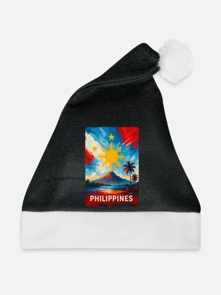 Philippinen Landschaft Flagge Design - Weihnachtsmütze - Schwarz/Weiß
