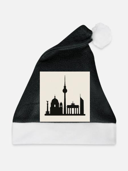 Berliner Skyline Silhouette - Weihnachtsmütze - Schwarz/Weiß - Vorne