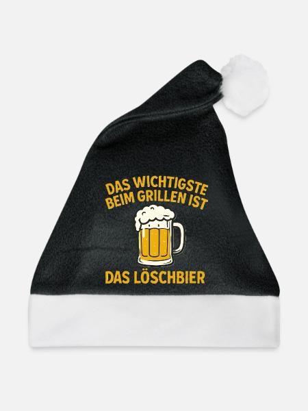 Das wichtigste beim grillen...witziges Motiv - Weihnachtsmütze - Schwarz/Weiß
