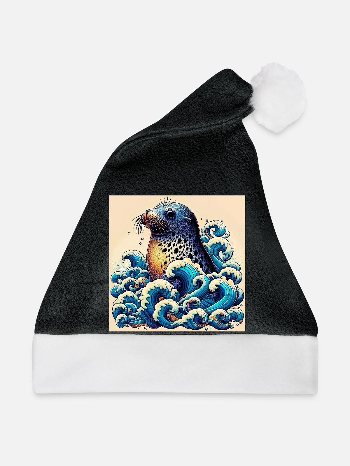 Siegel - Weihnachtsmütze - Schwarz/Weiß - Vorne