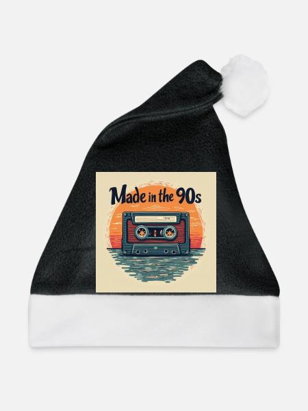 Retro Kassette Audio Design - Weihnachtsmütze - Schwarz/Weiß