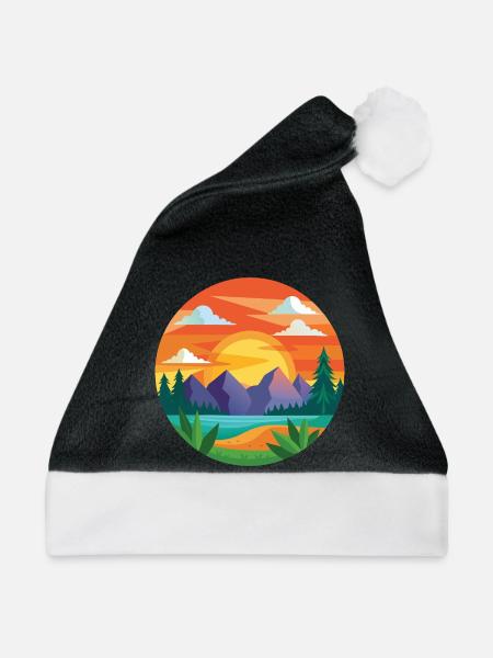 Bunte Berge - Weihnachtsmütze - Schwarz/Weiß
