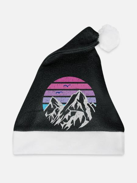 Berge Retro Sonne - Weihnachtsmütze - Schwarz/Weiß