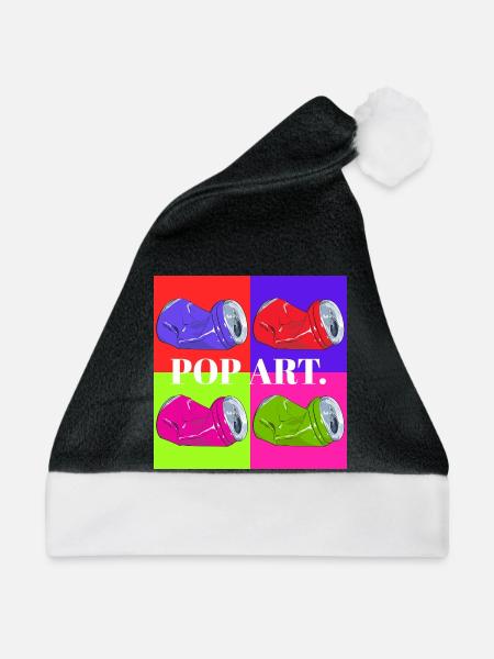 Pop Art Cola Dosen Design - Weihnachtsmütze - Schwarz/Weiß
