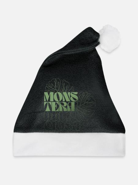 Monstera Blatt Botanisches Design - Weihnachtsmütze - Schwarz/Weiß
