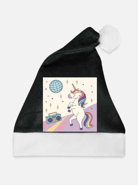 Einhorn Party Disco - Weihnachtsmütze - Schwarz/Weiß