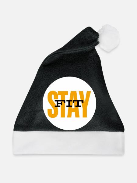 Motivierendes Stay Fit Design - Weihnachtsmütze - Schwarz/Weiß - Vorne