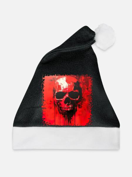 Dunkler Skull Kunstdruck - Weihnachtsmütze - Schwarz/Weiß