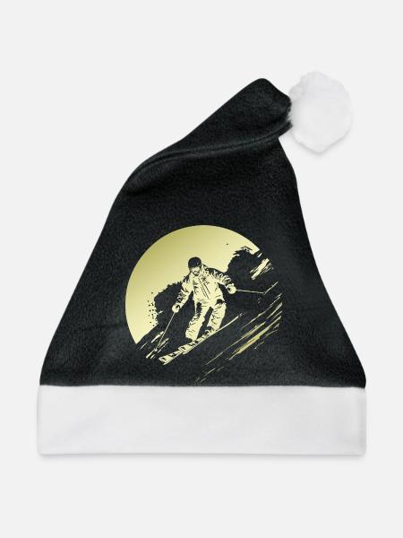 Ski Fahren Skiing Silhouette - Weihnachtsmütze - Schwarz/Weiß