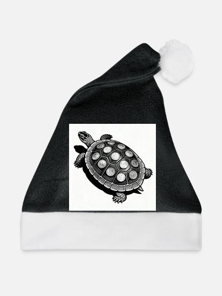 Münz-Schildkröte Geometrie - Weihnachtsmütze - Schwarz/Weiß - Vorne