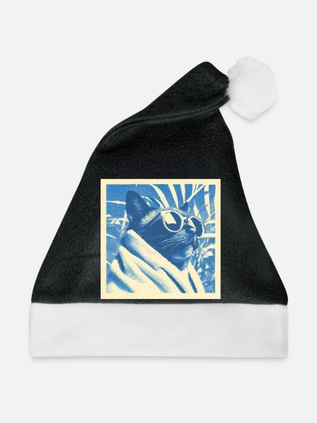 Cool Retro Cat Design - Weihnachtsmütze - Schwarz/Weiß