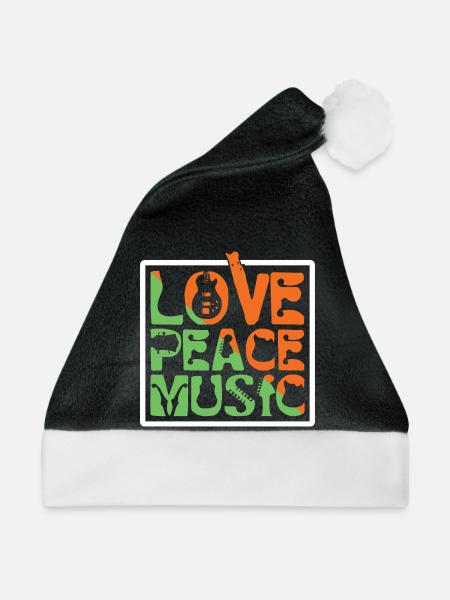 Love Peace Music - Weihnachtsmütze - Schwarz/Weiß