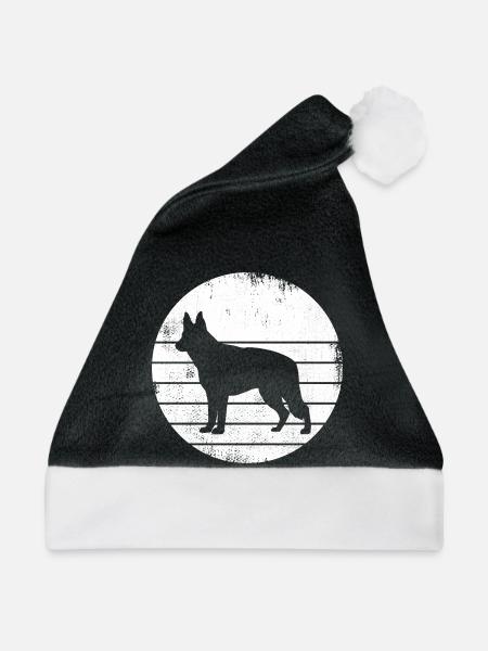 Deutscher Schäferhund Zeichnung - Weihnachtsmütze - Schwarz/Weiß