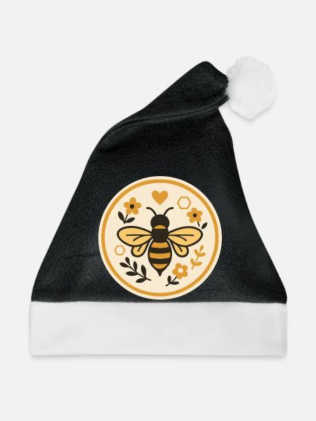 Save the Bees - Natur Bienenmotiv - Weihnachtsmütze - Schwarz/Weiß - Vorne