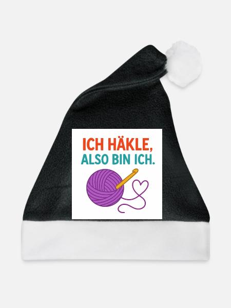 Ich häkle, also bin ich - Weihnachtsmütze - Schwarz/Weiß