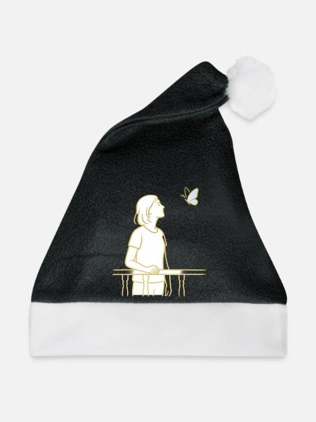 Blick zum Schmetterling - Weihnachtsmütze - Schwarz/Weiß
