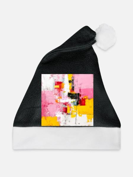 Abstrakte Farbblöcke Pink Gelb - Weihnachtsmütze - Schwarz/Weiß - Vorne