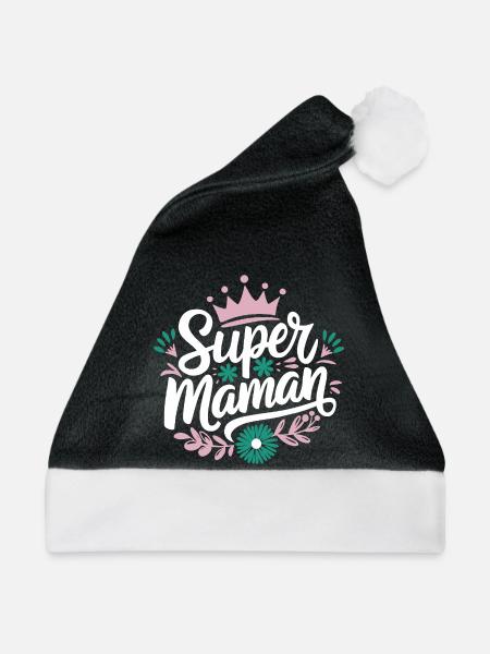 Super-Mama - Weihnachtsmütze - Schwarz/Weiß