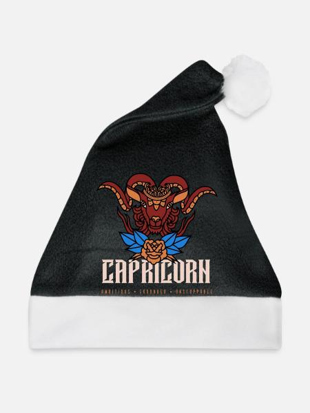 Steinbock - Weihnachtsmütze - Schwarz/Weiß - Vorne