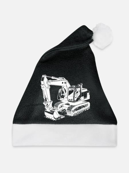 Bagger Schaufelheld und Muskelprotz mit Kabine - Weihnachtsmütze - Schwarz/Weiß - Vorne