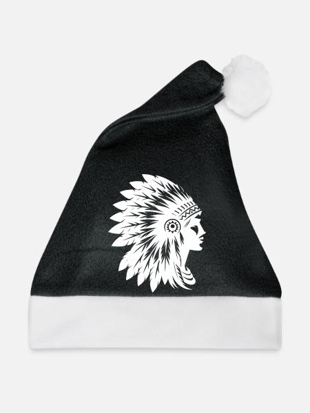 Eleganter Kopfschmuck mit Gesicht im Profil - Weihnachtsmütze - Schwarz/Weiß