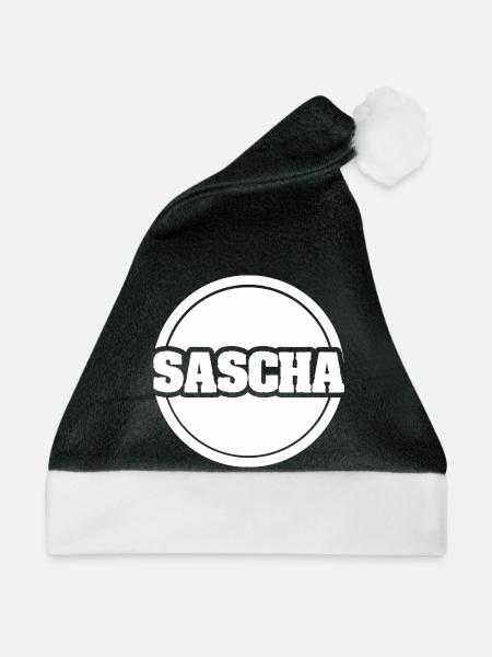 Vorname Sascha - Weihnachtsmütze - Schwarz/Weiß - Vorne