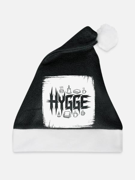 Hygge Cozy Candles Muster - Weihnachtsmütze - Schwarz/Weiß