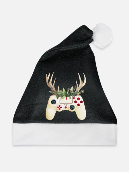 Weihnachtscontroller mit Hirschgeweih - Weihnachtsmütze - Schwarz/Weiß