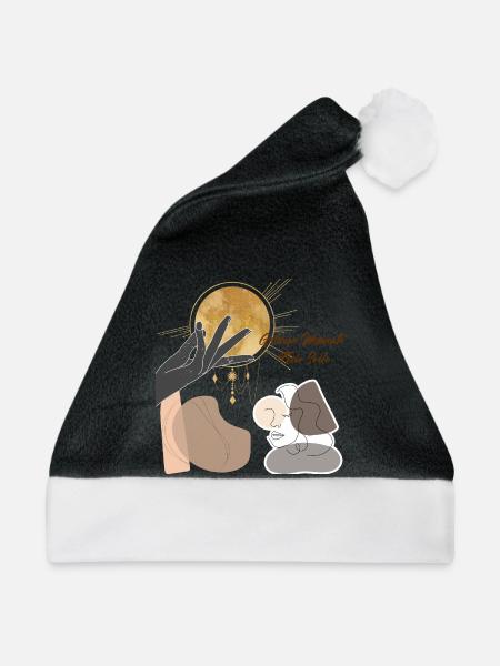GoldenesMoment Hand zum Sonnenkreis - Weihnachtsmütze - Schwarz/Weiß - Vorne