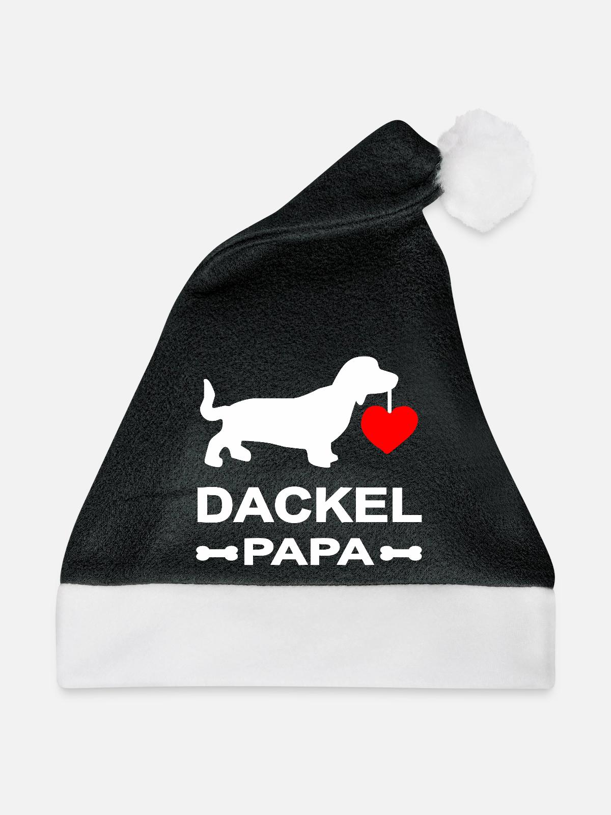 Dackel - Weihnachtsmütze - Schwarz/Weiß - Vorne