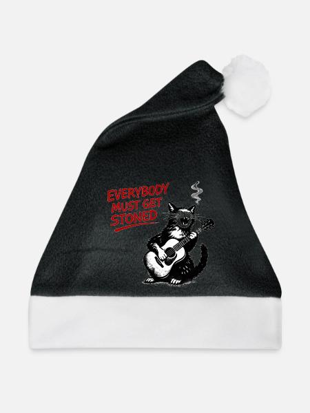 Katzenrock Stoned Guitar Cat - Weihnachtsmütze - Schwarz/Weiß