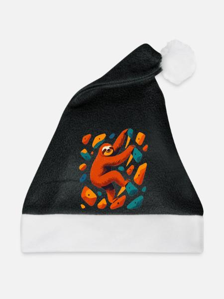 Bouldern Faultier Klettern Halle Geschenk - Weihnachtsmütze - Schwarz/Weiß