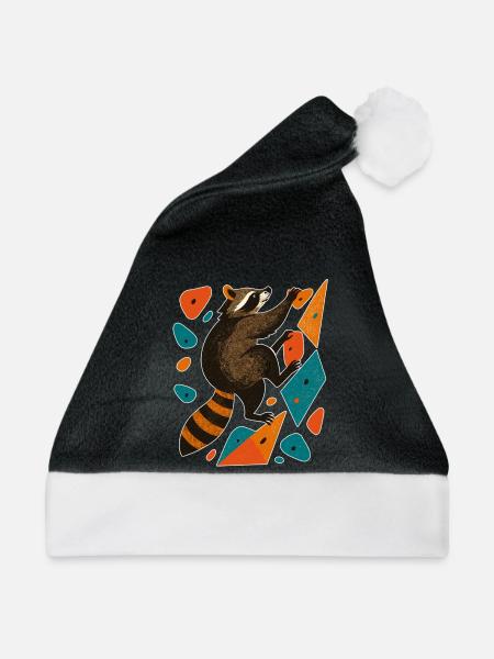 Bouldern Waschbär Klettern Motivation Geschenk - Weihnachtsmütze - Schwarz/Weiß