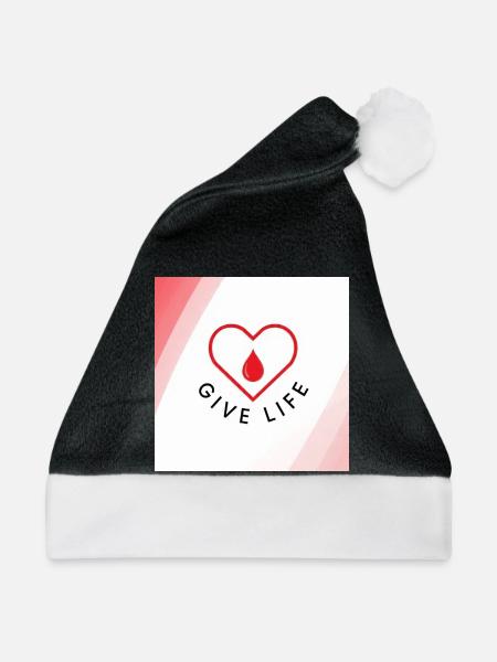 Schenken Sie Leben: Blutspenderherz - Weihnachtsmütze - Schwarz/Weiß