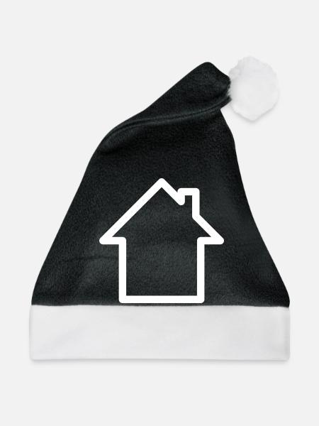 Logo: Haus mit Schornstein - Weihnachtsmütze - Schwarz/Weiß