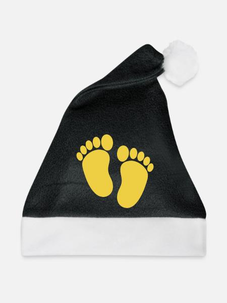 Babyfüße - Weihnachtsmütze - Schwarz/Weiß