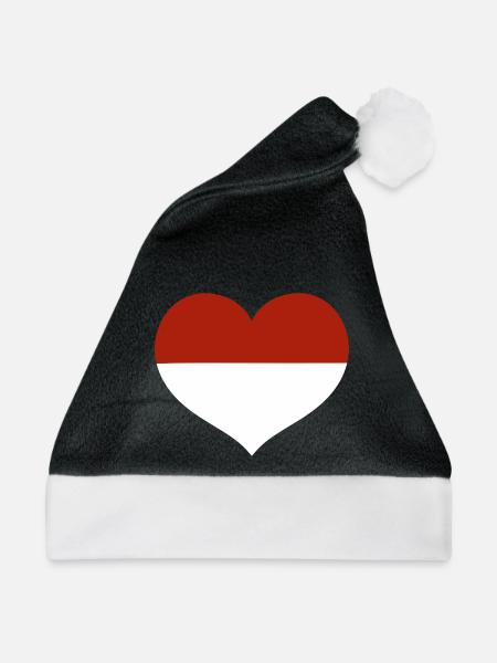 Flaggenherz von Monaco - Weihnachtsmütze - Schwarz/Weiß