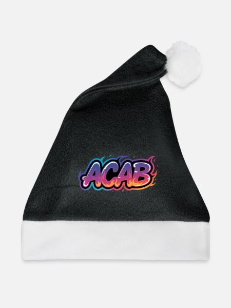 ACAB – Anti-Cops-Tee - Weihnachtsmütze - Schwarz/Weiß - Vorne