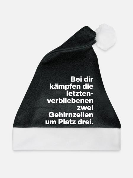 BEI DIR KÄMPFEN GEHIRNZEELLEN, SARKASMUS, FRECH - Weihnachtsmütze - Schwarz/Weiß - Vorne