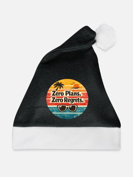Strandvibes – Zero Plans Zero Regrets - Weihnachtsmütze - Schwarz/Weiß